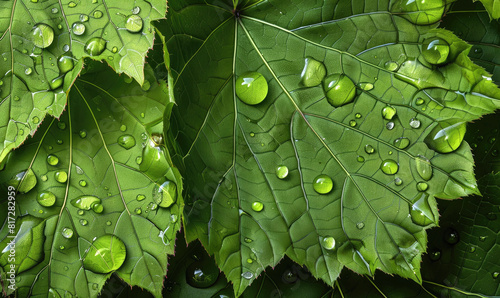 Ramie leafs with water drop...