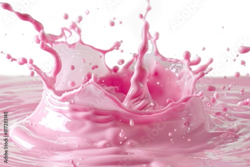 Splash of Pink Cream Isolated on White Background