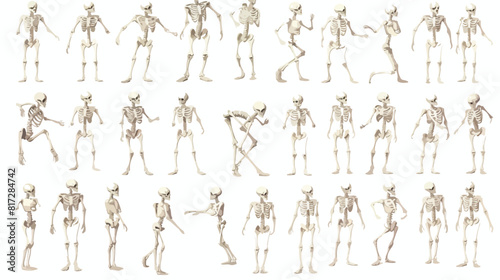 Set of white human skeletons - collection of medica