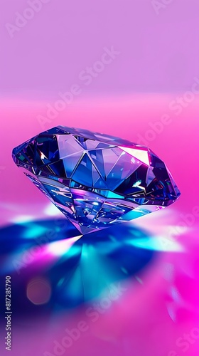 A diamond is shown on a pink and blue background.