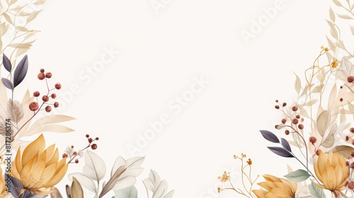 A floral border with space for presentation featuring plant inspired designs