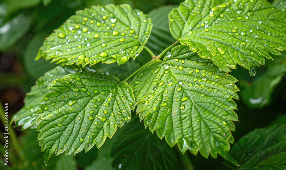 Ramie leafs with water droplets Ramie leafs with water droplets