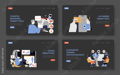 AI In Psychology. Flat Vector Illustration