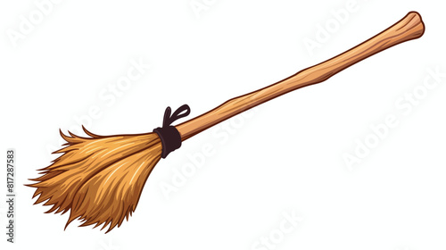 Single old twig broom broomstick traditional Hallow photo