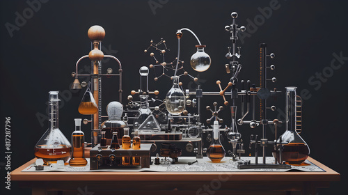 Exemplifying Weight Concept: Chemistry Laboratory Equipment & Molecular Models