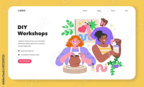 Maker Culture concept A sewing enthusiast and a designer in a makerspace, collaborating in a world of fabric and fashion creation Community and craft in harmony Vector illustration
