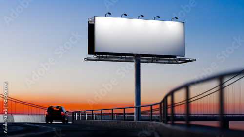 Blank billboard on the street highway	

