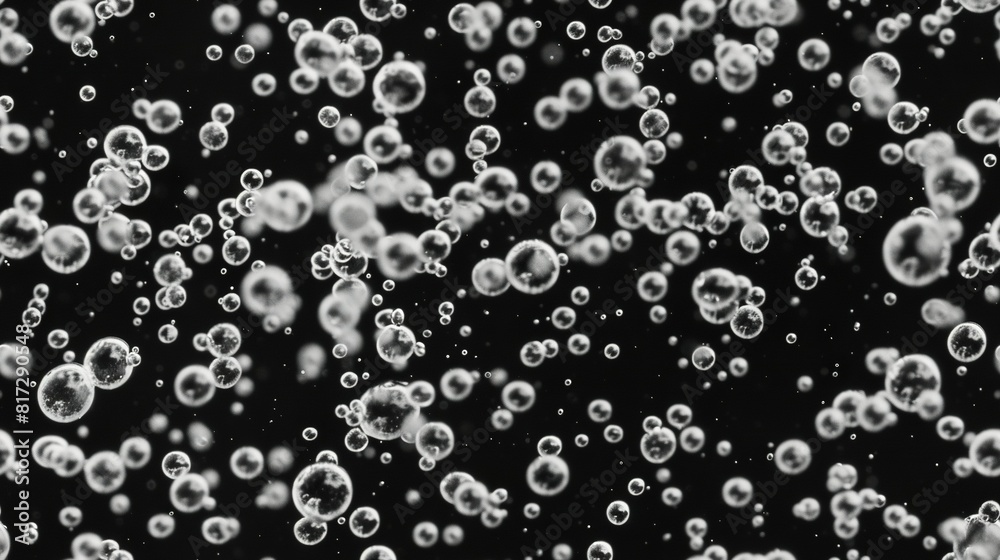 A lot of bubbles float atop a black-and-white backdrop A lot of bubbles float atop a black-and-white backdrop