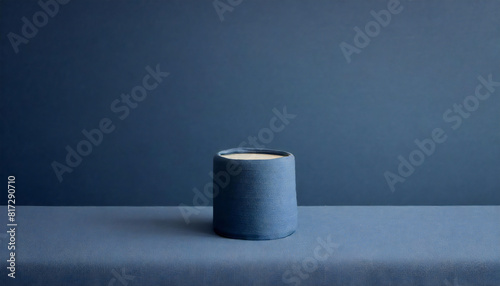 Pastel navy room. A dark blue space with depth. Plain material. layout.