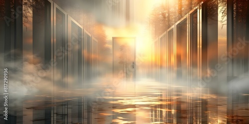 In a surreal realm  countless doors lead to endless adventures. Concept Fantasy Realms  Surreal Doorways  Adventure Awaits  Mystical Journeys  Magical Experiences