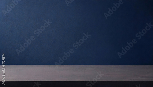 パステルネイビーの部屋。奥行きのある紺色の空間。無地素材。レイアウト。Pastel navy room. A dark blue space with depth. Plain material. layout.