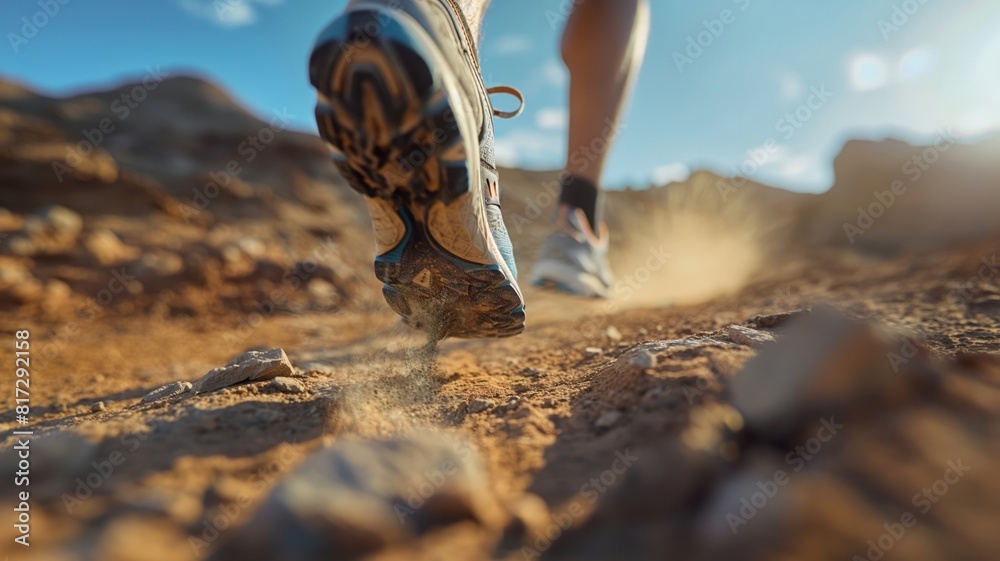 a man running on a trail a man running on a trail