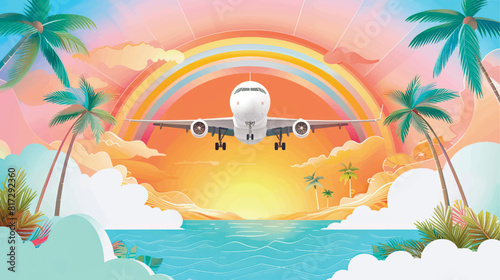 Registration for a travel agency, voucher, Plane ticket, travel, abstraction plane, Vector illustration	
