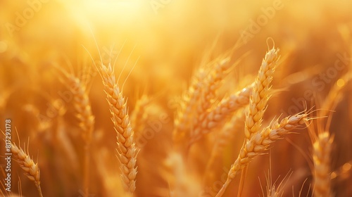 ripe wheat in a field at sunset