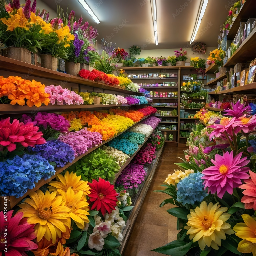 Colorful Florist Shop Fresh Flowers