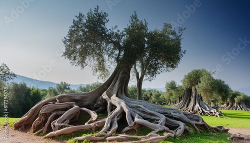 twisted roots of old olive tree