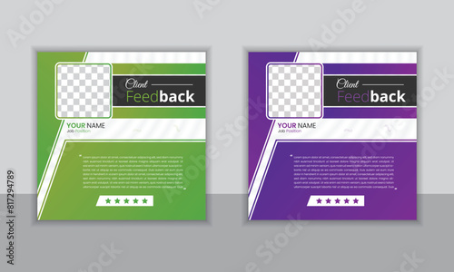 Client testimonial social media post design and client review banner template design for business .