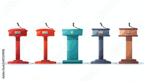 Stage stand or debate podium rostrum with microphon photo