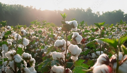 background with white fluffy cotton flowers natural eco organic fiber cotton seeds raw materials agriculture photo