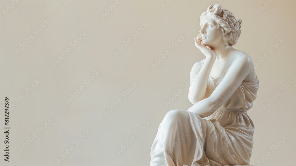 Naklejka premium Marble Statue of Seated Woman