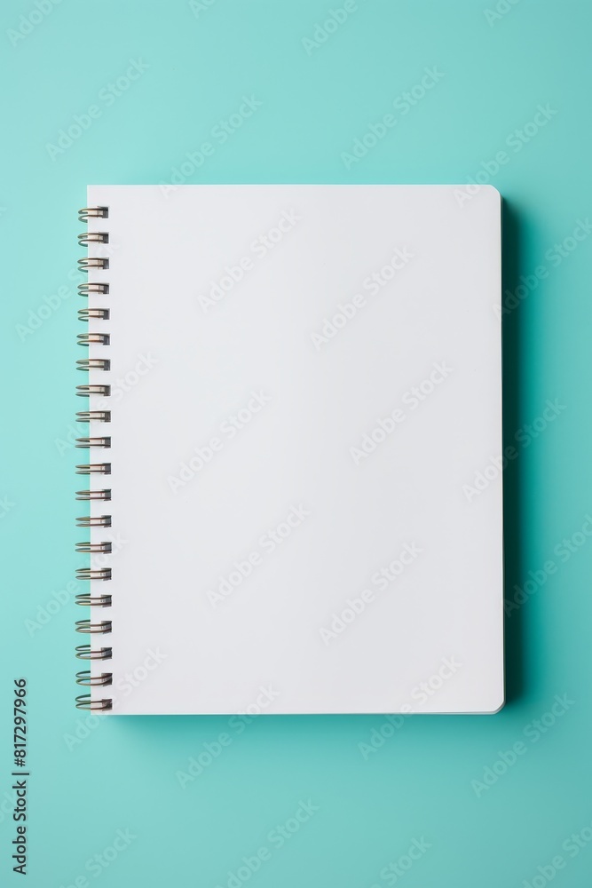 An empty notebook photographed from a top down perspective on a bicolor background An empty notebook photographed from a top down perspective on a bicolor background