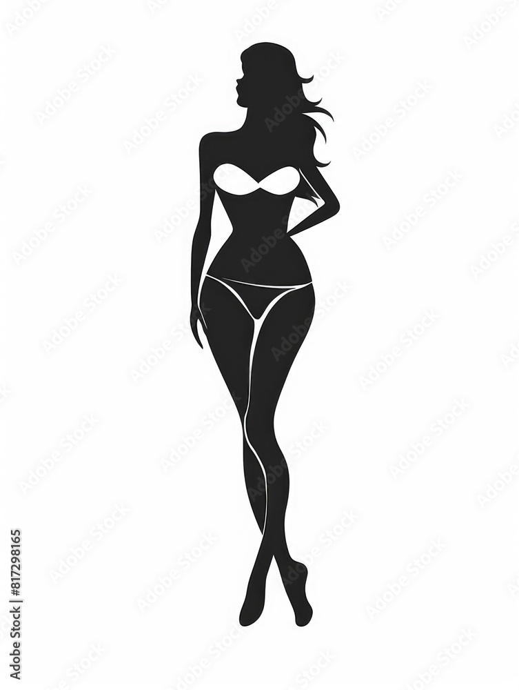 A woman in a bikini is standing in front of a white background A woman in a bikini is standing in front of a white background