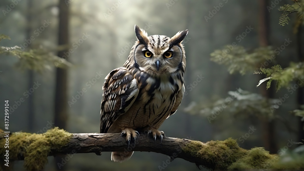 Aerial Perspective: Majestic Owl Over a Beautiful Forest Aerial Perspective: Majestic Owl Over a Beautiful Forest