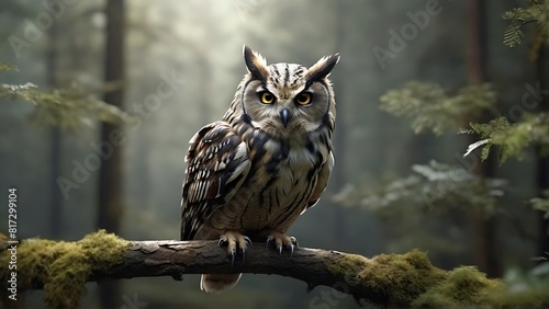 Aerial Perspective: Majestic Owl Over a Beautiful Forest