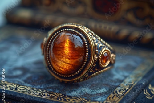 gemstone jewelry, tiger eye stones in a ring, showcasing deep amber hues, bring warmth and elegance to any outfit with their stunning color photo