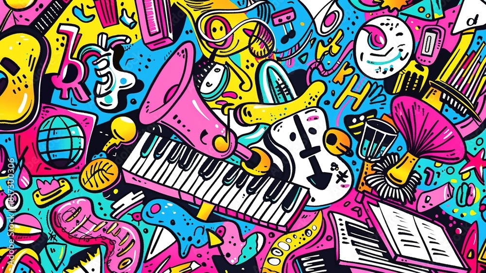 Doodle art music, Creative music background Doodle art music, Creative music background