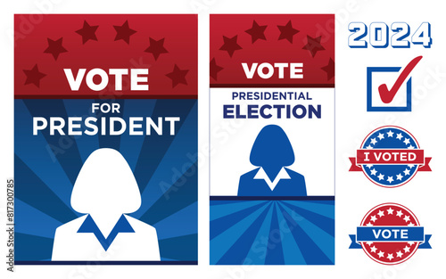 Political presidential vote flyer templates in vector format with icons