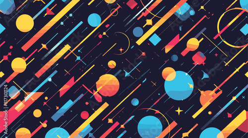 Stylish retro futuristic seamless pattern with grad