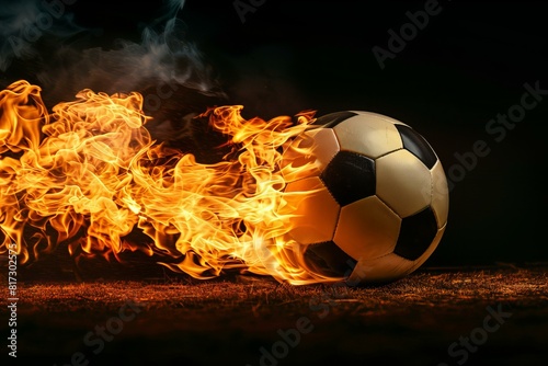 Flames erupting from soccer ball on field