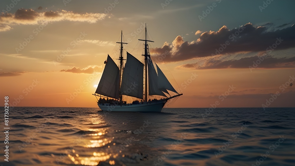 sailboat at sunset