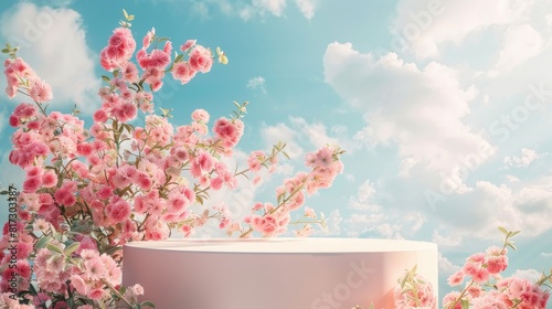 Podium background flower rose product pink 3d spring table beauty stand display nature white. Garden rose floral summer background podium cosmetic valentine easter field scene gift purple day romantic