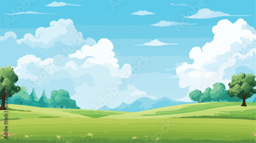 Summer landscape card or banner backdrop mockup rea