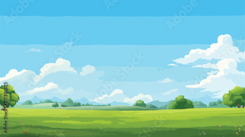 Summer landscape card or banner backdrop mockup rea