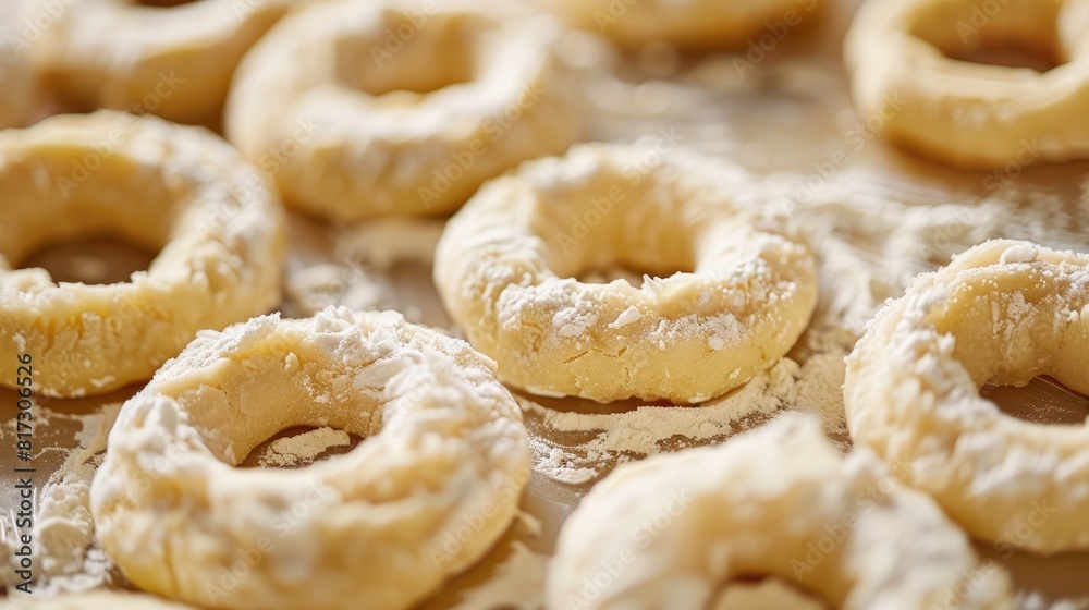 Fresh raw dough shaped into circles using a glass to create homemade doughnuts is the ultimate sweet treat for Fat Friday a delightful European holiday celebrated in February Fresh raw dough shaped into circles using a glass to create homemade doughnuts is the ultimate sweet treat for Fat Friday a delightful European holiday celebrated in February
