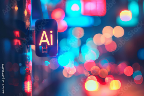 "Ai" blurred neon background