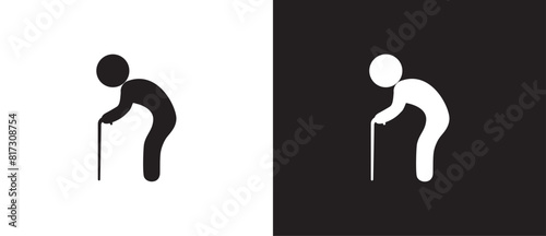 Old man icon, Priority symbols for disabled passenger Simple set of Priority Seat icons, Human vector signs. Old man Vector illusration in black and white background.