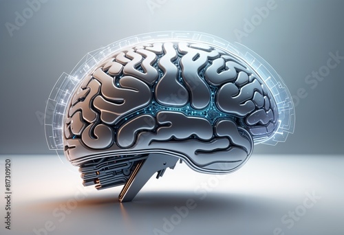 Cyber brain of Artificial Intelligence. Digital brain with neural network.