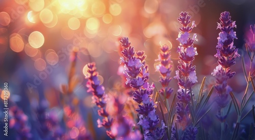 Lavender flowers in full bloom with a blurred bokeh background, showcasing the beauty of nature © yganko