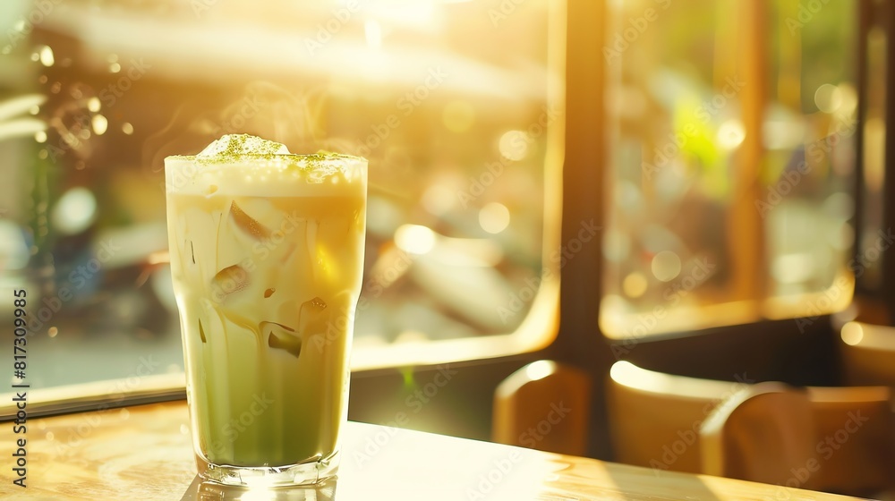 Fruit juice in cafe background with sunlight coming in from the window Fruit juice in cafe background with sunlight coming in from the window