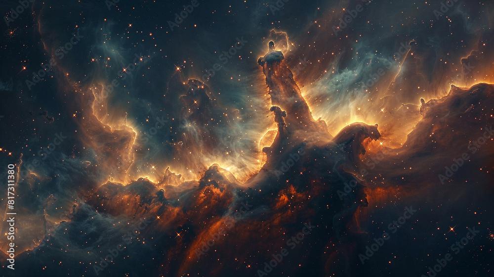 Fototapeta premium Mystical Photo of a Nebula's Enigmatic Beauty Capturing the Mysteries and Wonders of Deep Space in Stunning Detail