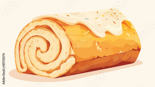 Swiss roll cake. Swirled spiral vanilla dessert. Sw