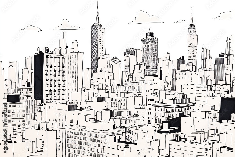 Manhattan Sketch: A Hand-Drawn Glimpse of the Urban Jungle