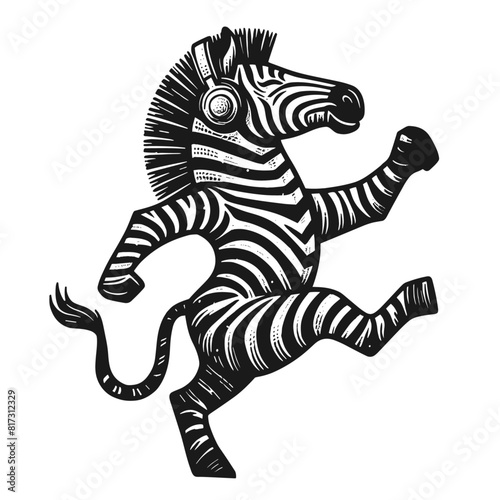 dancing zebra in headphones funny illustration