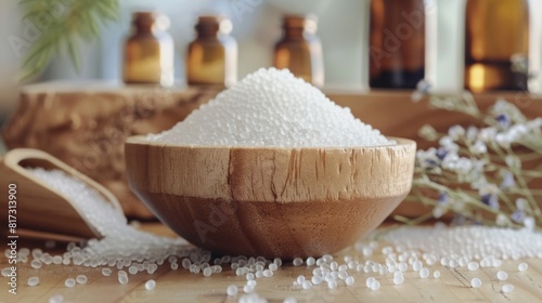 display of sugar pellets and homeopathic vials promotes holistic healing and natural remedies, embodying a concept of alternative medicine photo