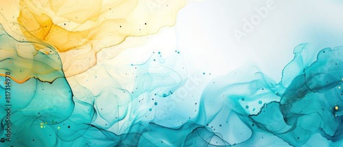 colorful alcohol ink art classy light turquoise banner abstract background wallpaper