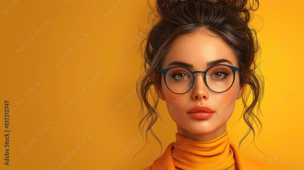 Elegant Female Professional in Stylish Yellow Blazer and Glasses Elegant Female Professional in Stylish Yellow Blazer and Glasses